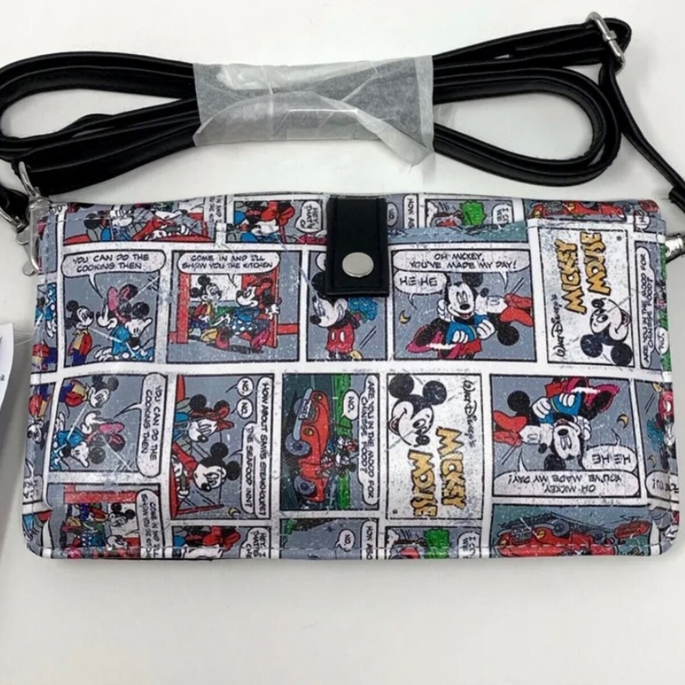 NWOT Disney Parks Mickey Mouse Comic Strip Wallet w/Wristlet & Shoulder
Straps